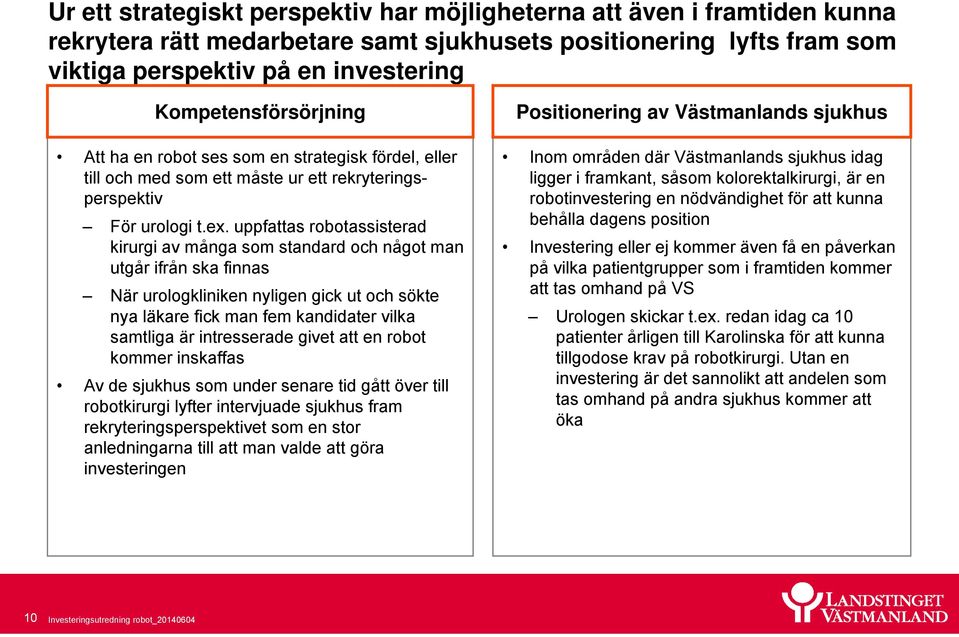 uppfattas robotassisterad kirurgi av många som standard och något man utgår ifrån ska finnas När urologkliniken nyligen gick ut och sökte nya läkare fick man fem kandidater vilka samtliga är