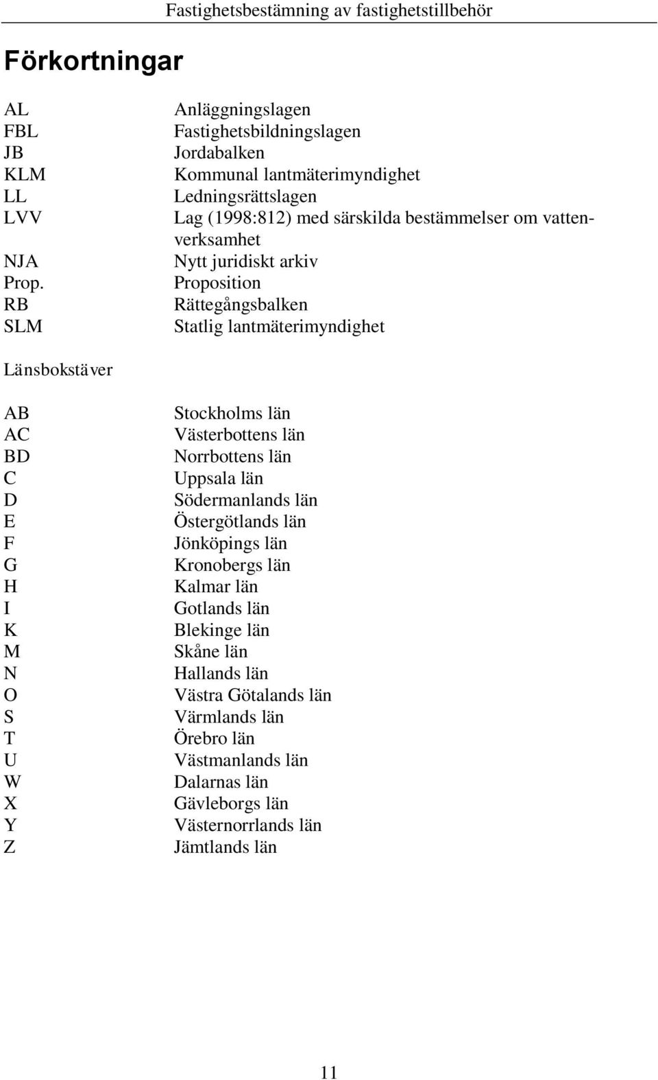 juridiskt arkiv Proposition Rättegångsbalken Statlig lantmäterimyndighet Länsbokstäver AB AC BD C D E F G H I K M N O S T U W X Y Z Stockholms län Västerbottens län Norrbottens