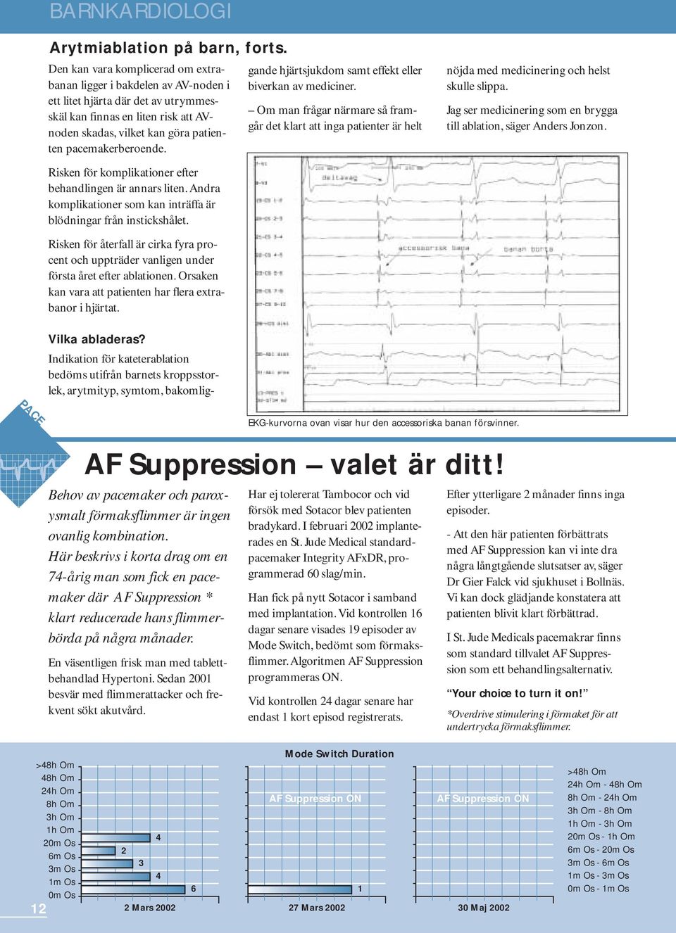 pacemakerberoende. gande hjärtsjukdom samt effekt eller biverkan av mediciner. Om man frågar närmare så framgår det klart att inga patienter är helt nöjda med medicinering och helst skulle slippa.