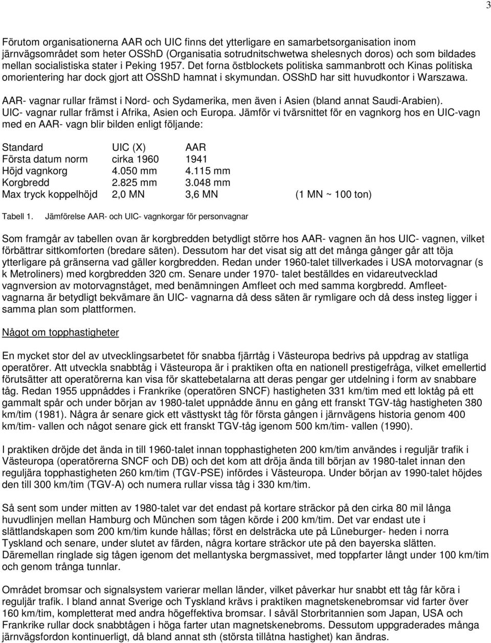 AAR- vagnar rullar främst i Nord- och Sydamerika, men även i Asien (bland annat Saudi-Arabien). UIC- vagnar rullar främst i Afrika, Asien och Europa.