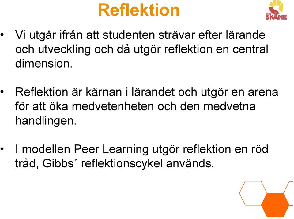 Reflektion är kärnan i lärandet och utgör en arena för att öka medvetenheten