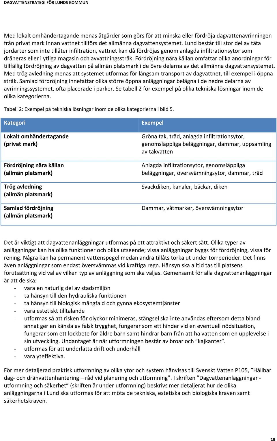 Fördröjning nära källan omfattar olika anordningar för tillfällig fördröjning av dagvatten på allmän platsmark i de övre delarna av det allmänna dagvattensystemet.