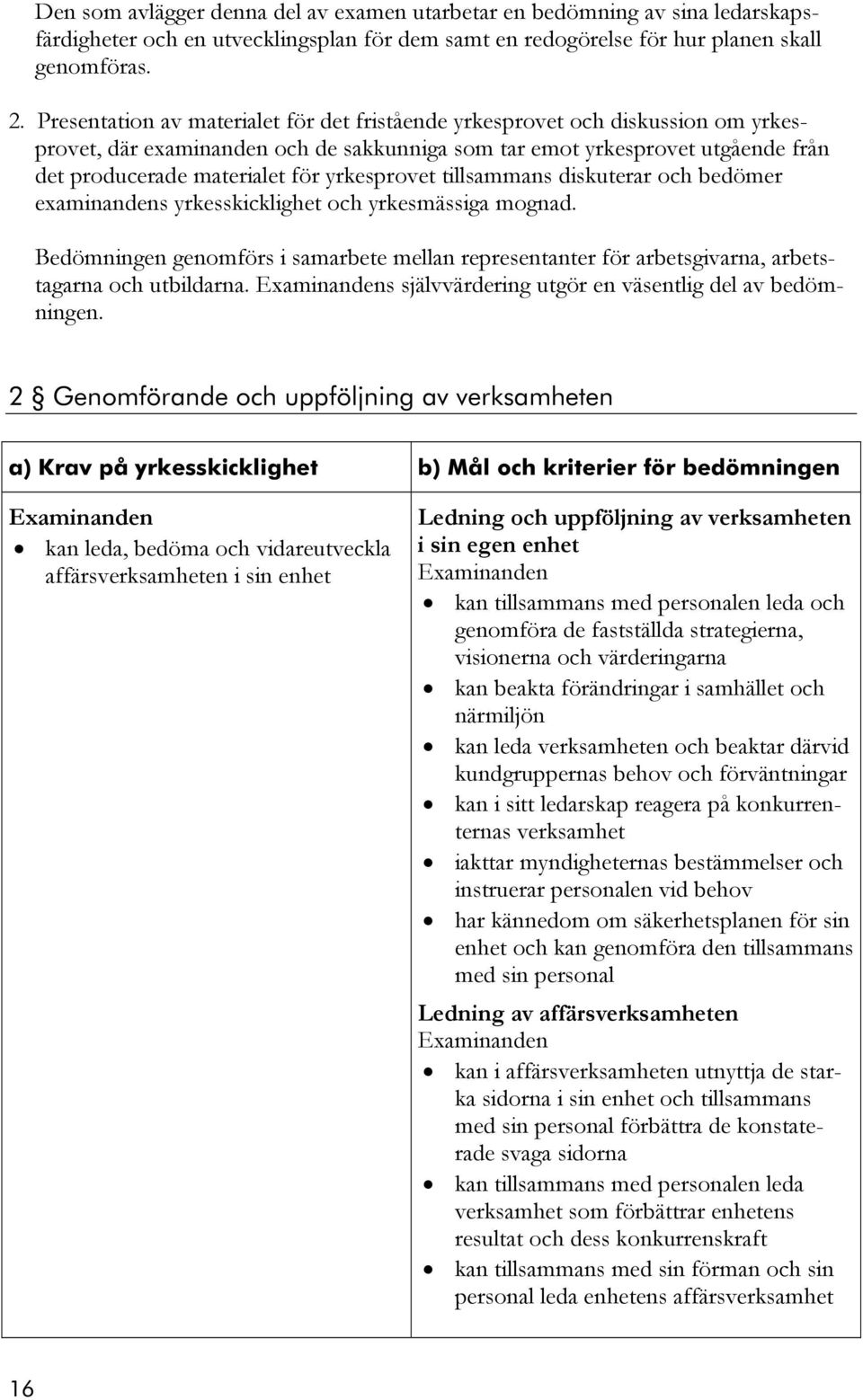 yrkesprovet tillsammans diskuterar och bedömer examinandens yrkesskicklighet och yrkesmässiga mognad.