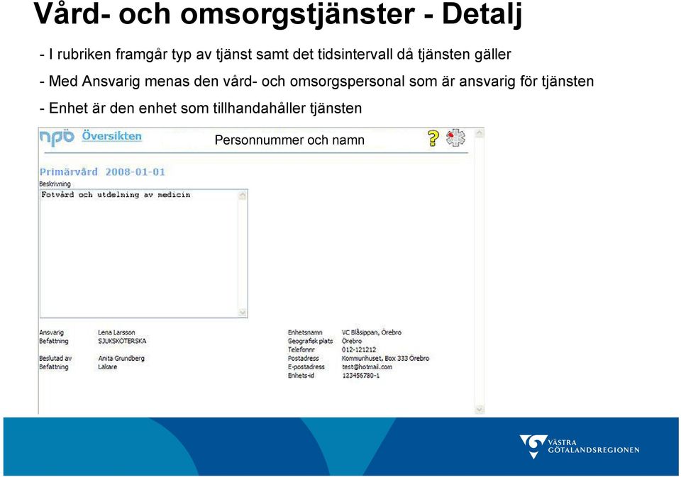 Ansvarig menas den vård- och omsorgspersonal som är ansvarig