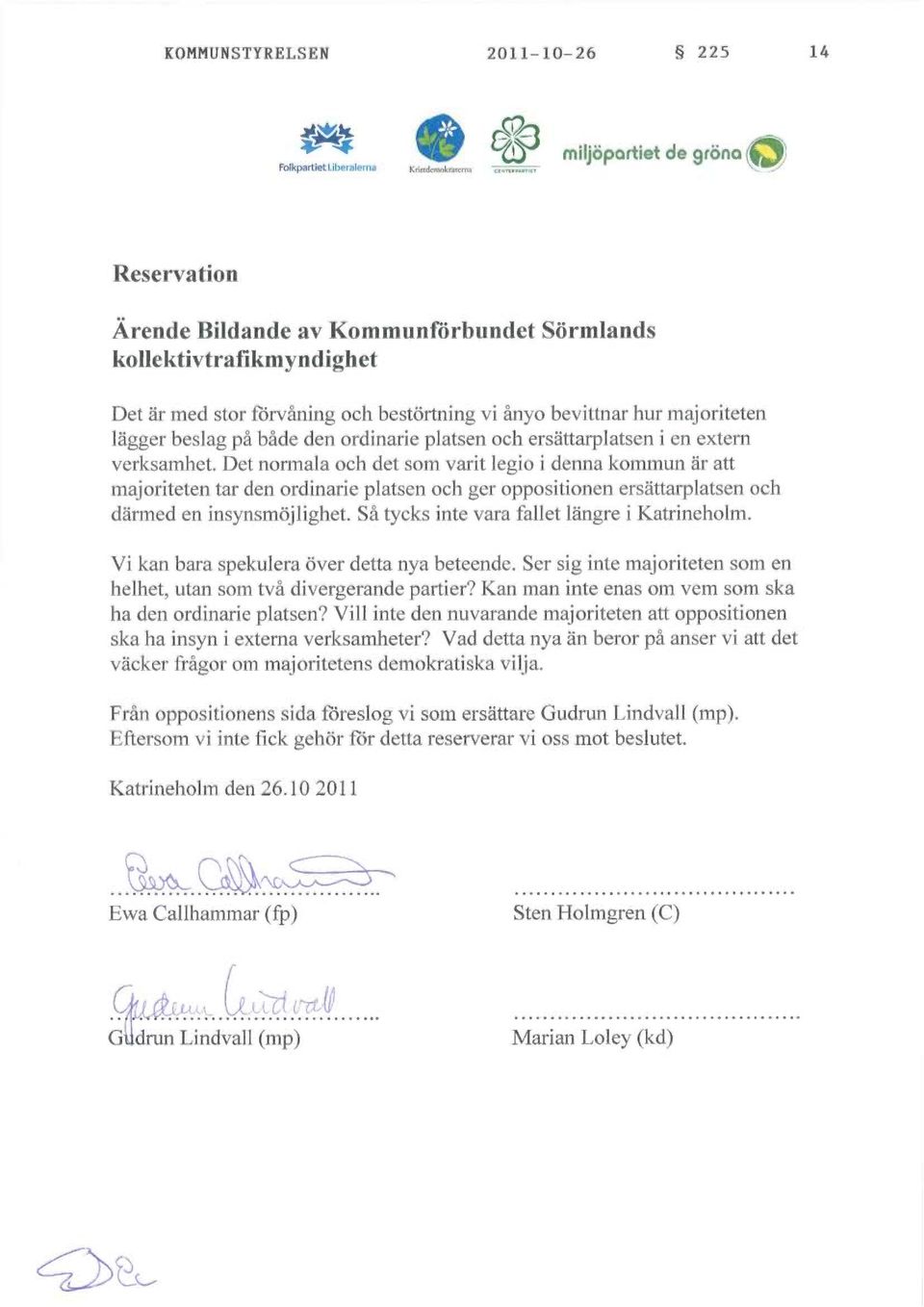 platsen och ersättarplatsen i en extern verksamhet.
