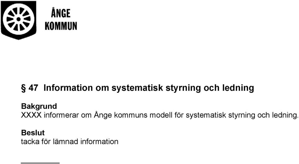 kommuns modell för systematisk styrning