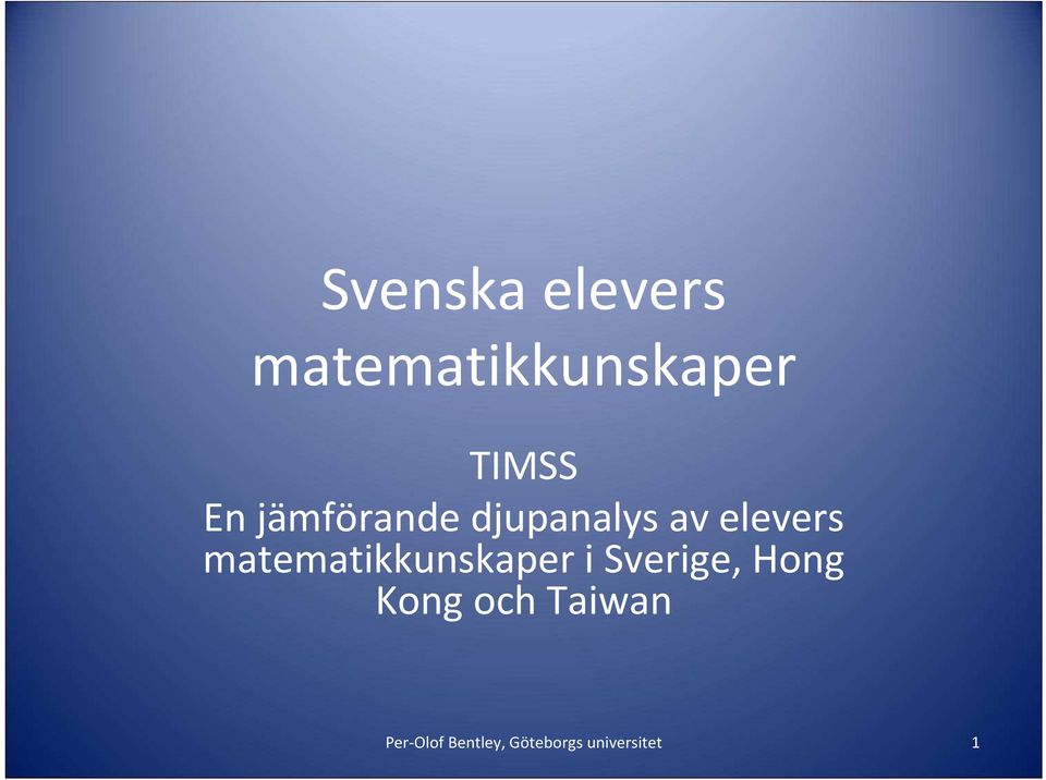matematikkunskaper i Sverige, Hong Kong