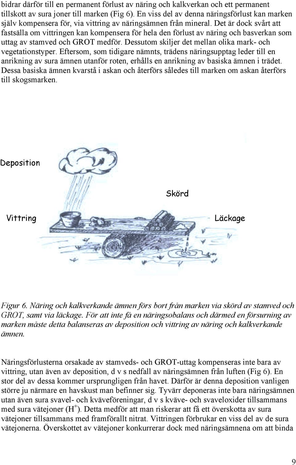 Det är dock svårt att fastsälla om vittringen kan kompensera för hela den förlust av näring och basverkan som uttag av stamved och GROT medför.