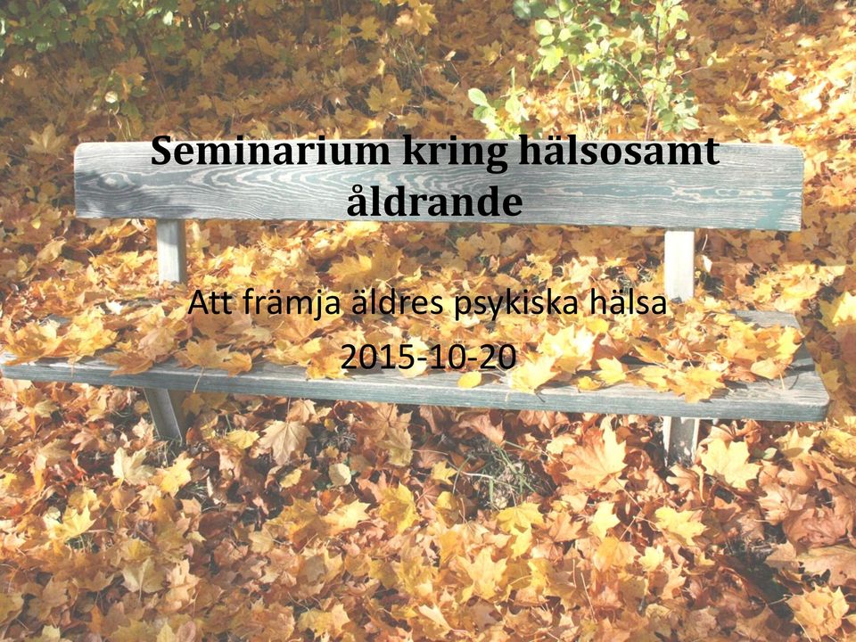 Att främja äldres