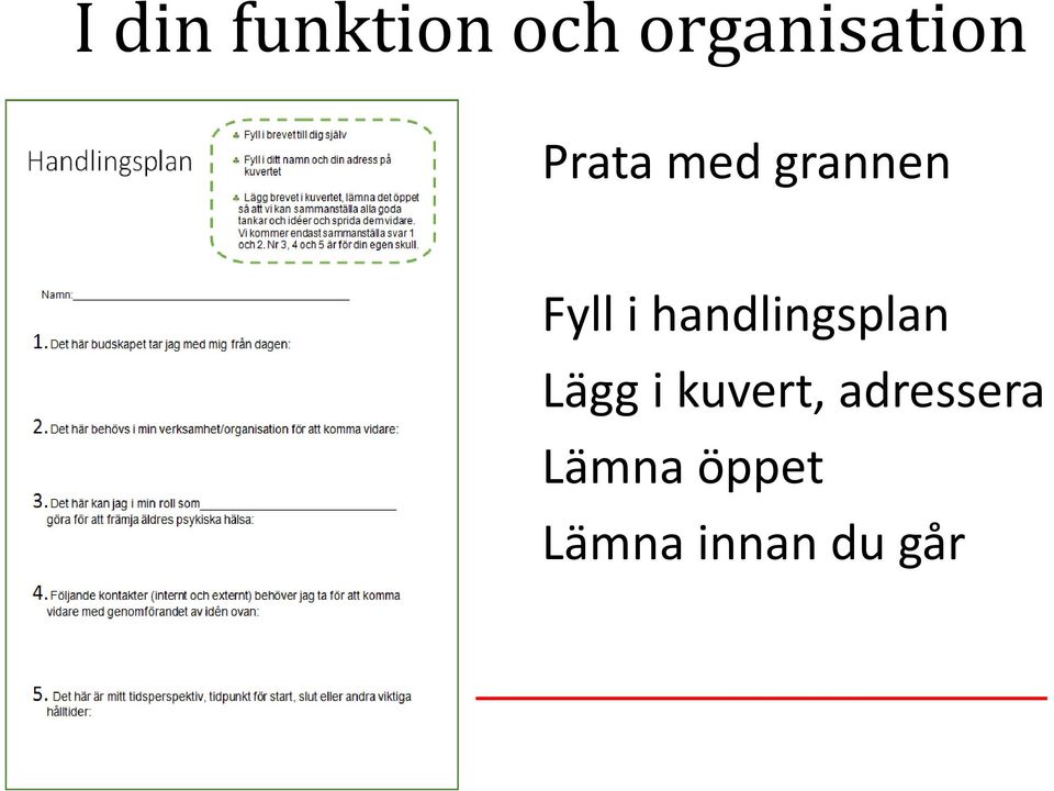 handlingsplan Lägg i kuvert,