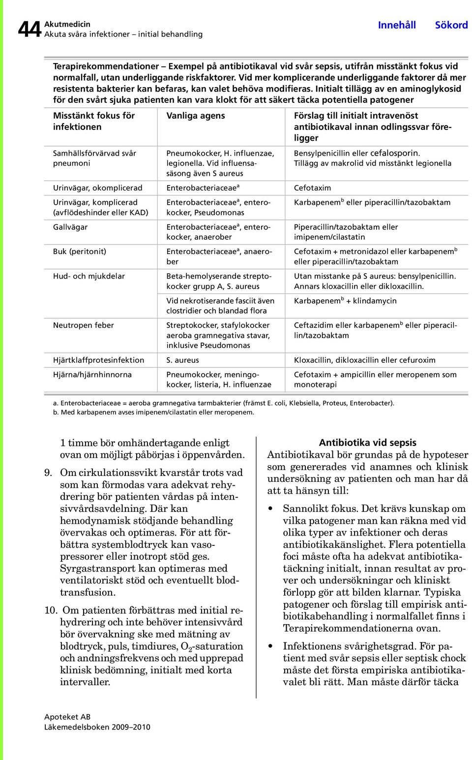 Initialt tillägg av en aminoglykosid för den svårt sjuka patienten kan vara klokt för att säkert täcka potentiella patogener Misstänkt fokus för infektionen Samhällsförvärvad svår pneumoni Urinvägar,