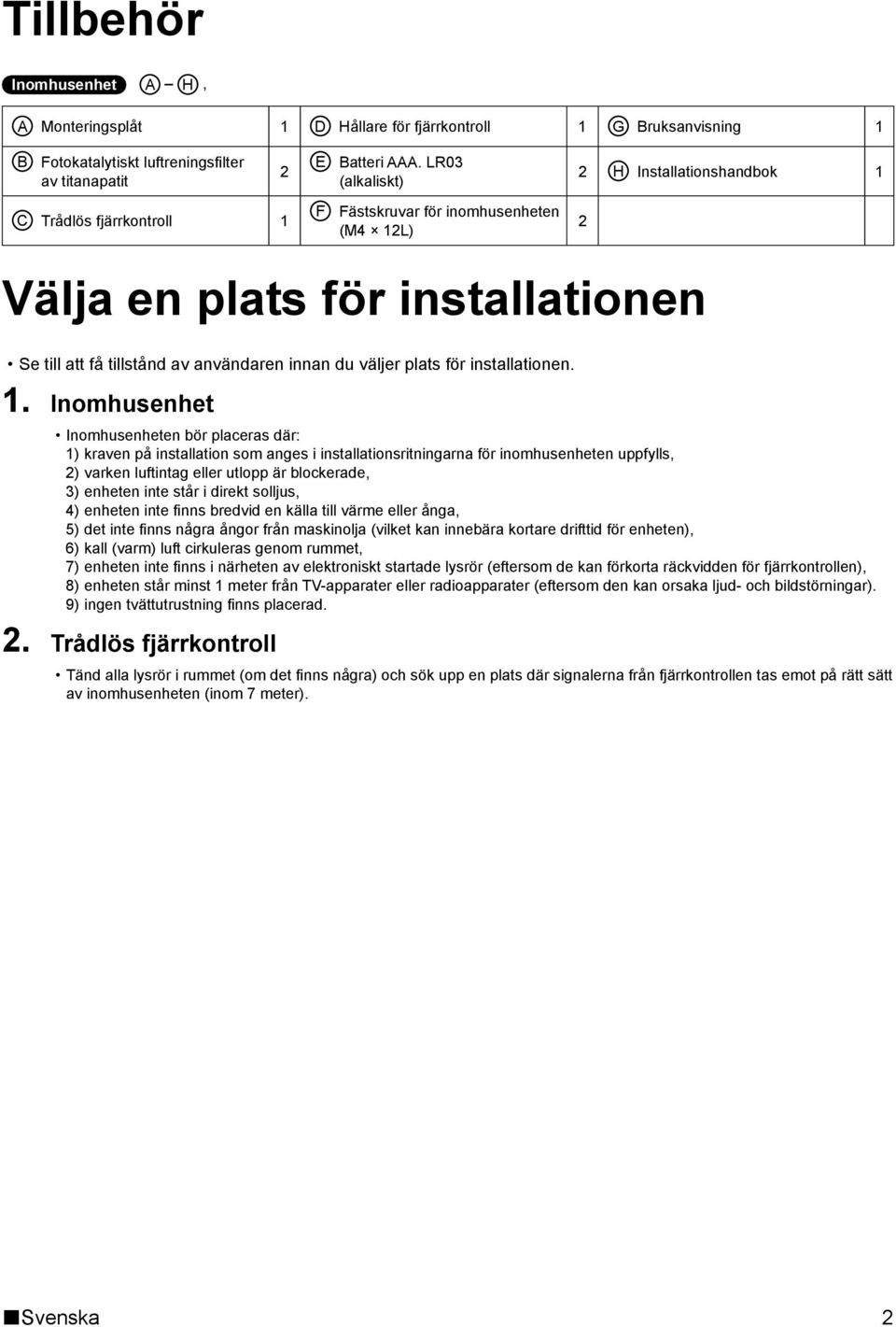 för installationen.