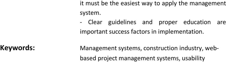 factors in implementation.