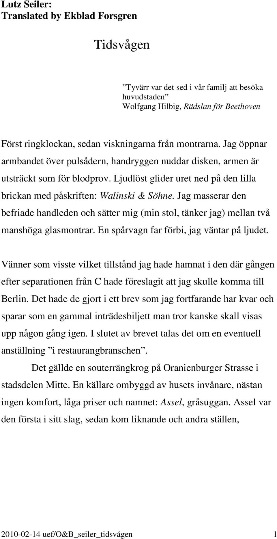 Tidsvågen. Lutz Seiler: Translated by Ekblad Forsgren - PDF Free Download