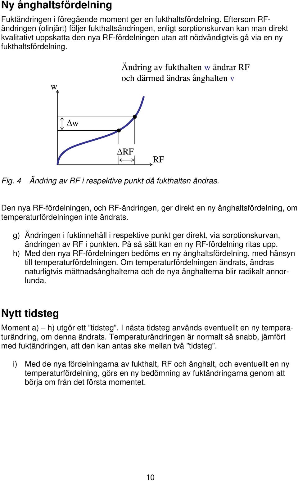 w Ändring a fukthalten w ändrar och därmed ändras ånghalten Δw Δ Fig. 4 Ändring a i respektie punkt då fukthalten ändras.