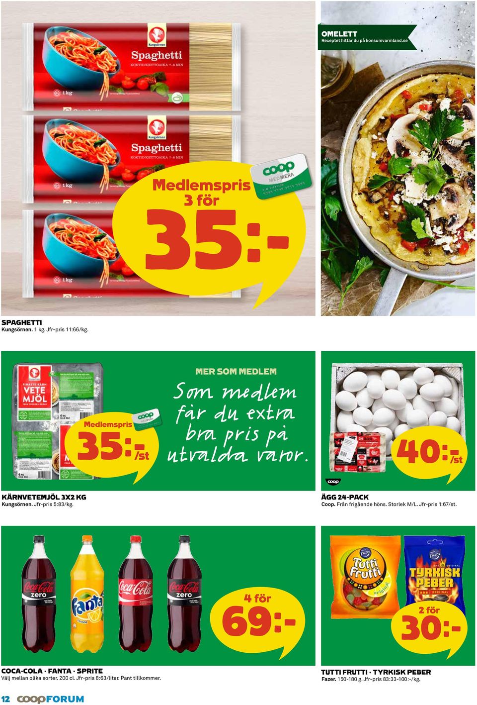 Jfr-pris 5:83/kg. ÄGG 24-PACK Coop. Från frigående höns. Storlek M/L. Jfr-pris 1:67/st.