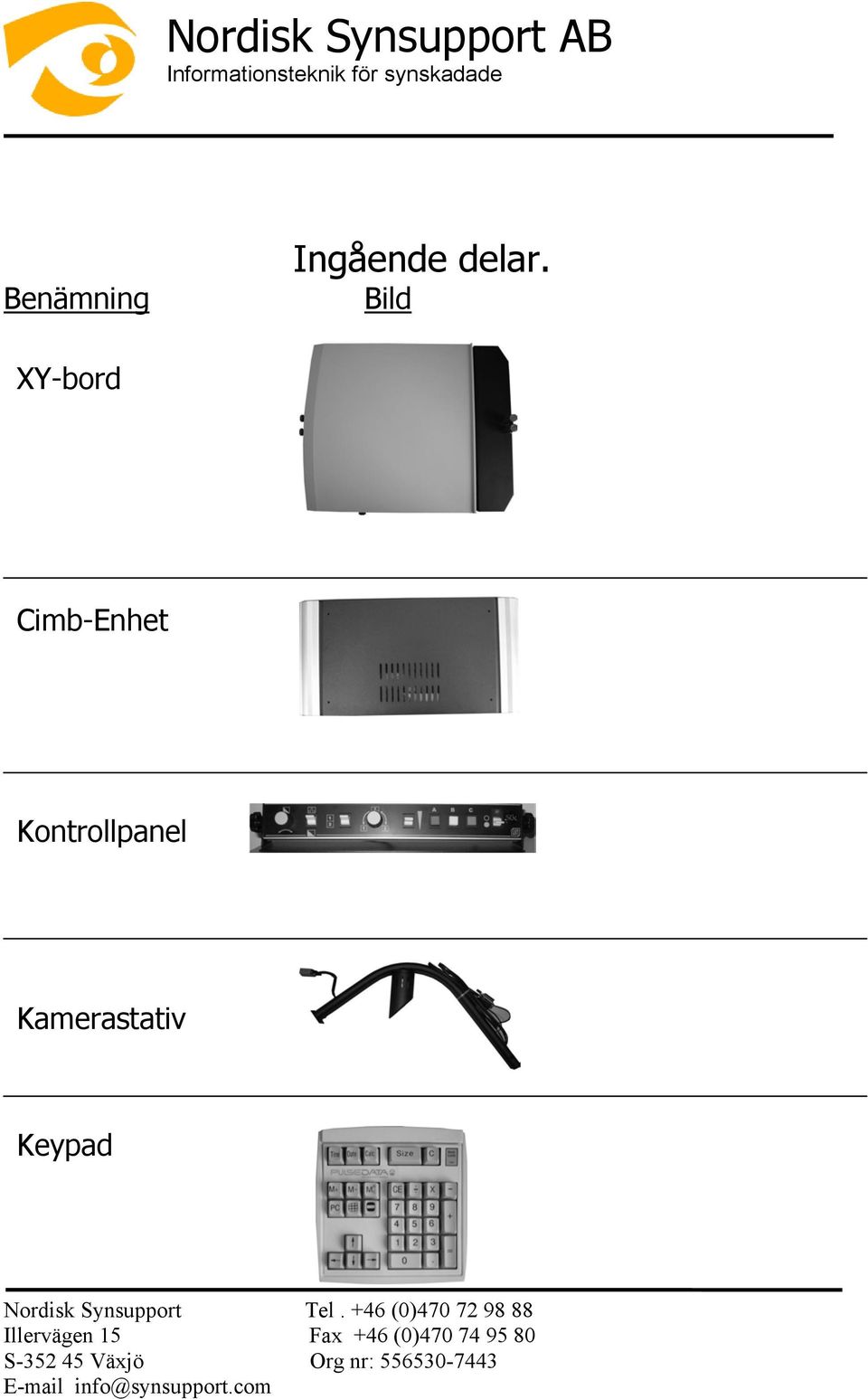 Kontrollpanel Kamerastativ