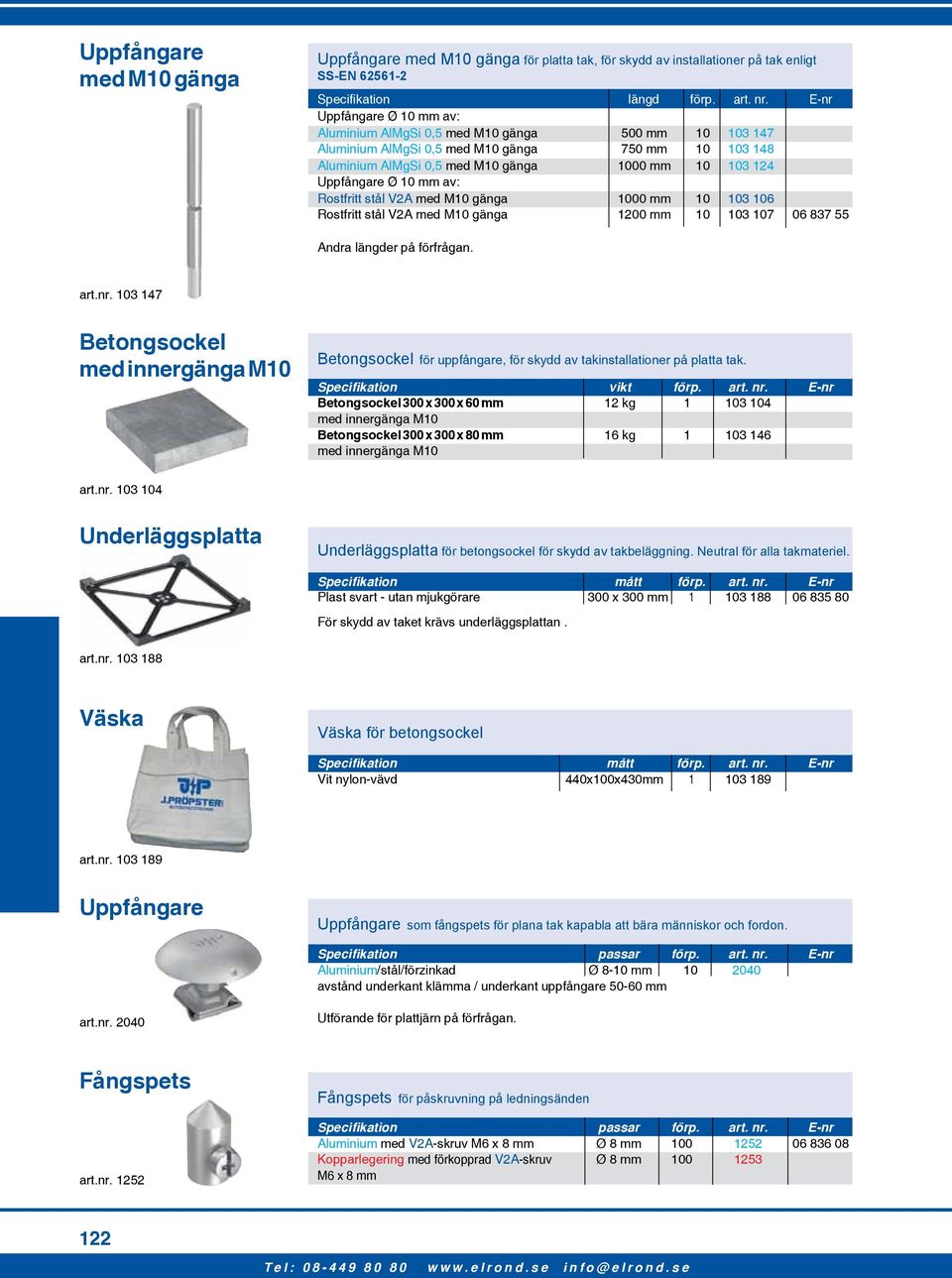 Ø 10 mm av: Rostfritt stål V2A med M10 gänga 1000 mm 10 103 106 Rostfritt stål V2A med M10 gänga 1200 mm 10 103 107 06 837 55 Andra längder på förfrågan. art.nr.