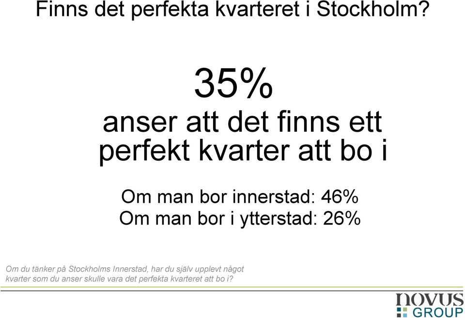 innerstad: 46% Om man bor i ytterstad: 26% Om du tänker på Stockholms