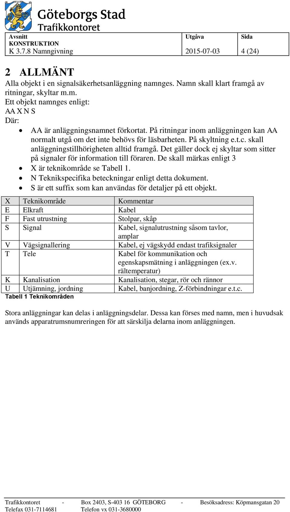 Det gäller dock ej skyltar som sitter på signaler för information till föraren. De skall märkas enligt 3 X är teknikområde se Tabell 1. N Teknikspecifika beteckningar enligt detta dokument.