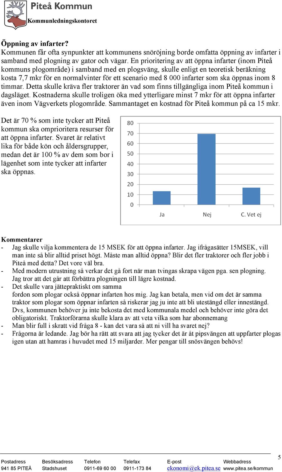 infarter som ska öppnas inom 8 timmar. Detta skulle kräva fler traktorer än vad som finns tillgängliga inom Piteå kommun i dagsläget.