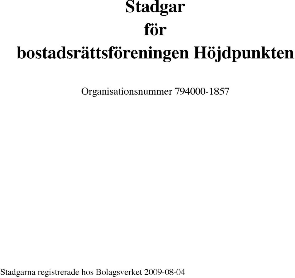 Höjdpunkten Organisationsnummer