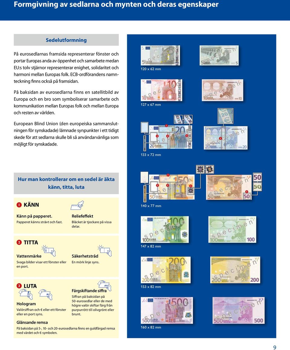 På baksidan av eurosedlarna finns en satellitbild av Europa och en bro som symboliserar samarbete och kommunikation mellan Europas folk och mellan Europa och resten av världen.