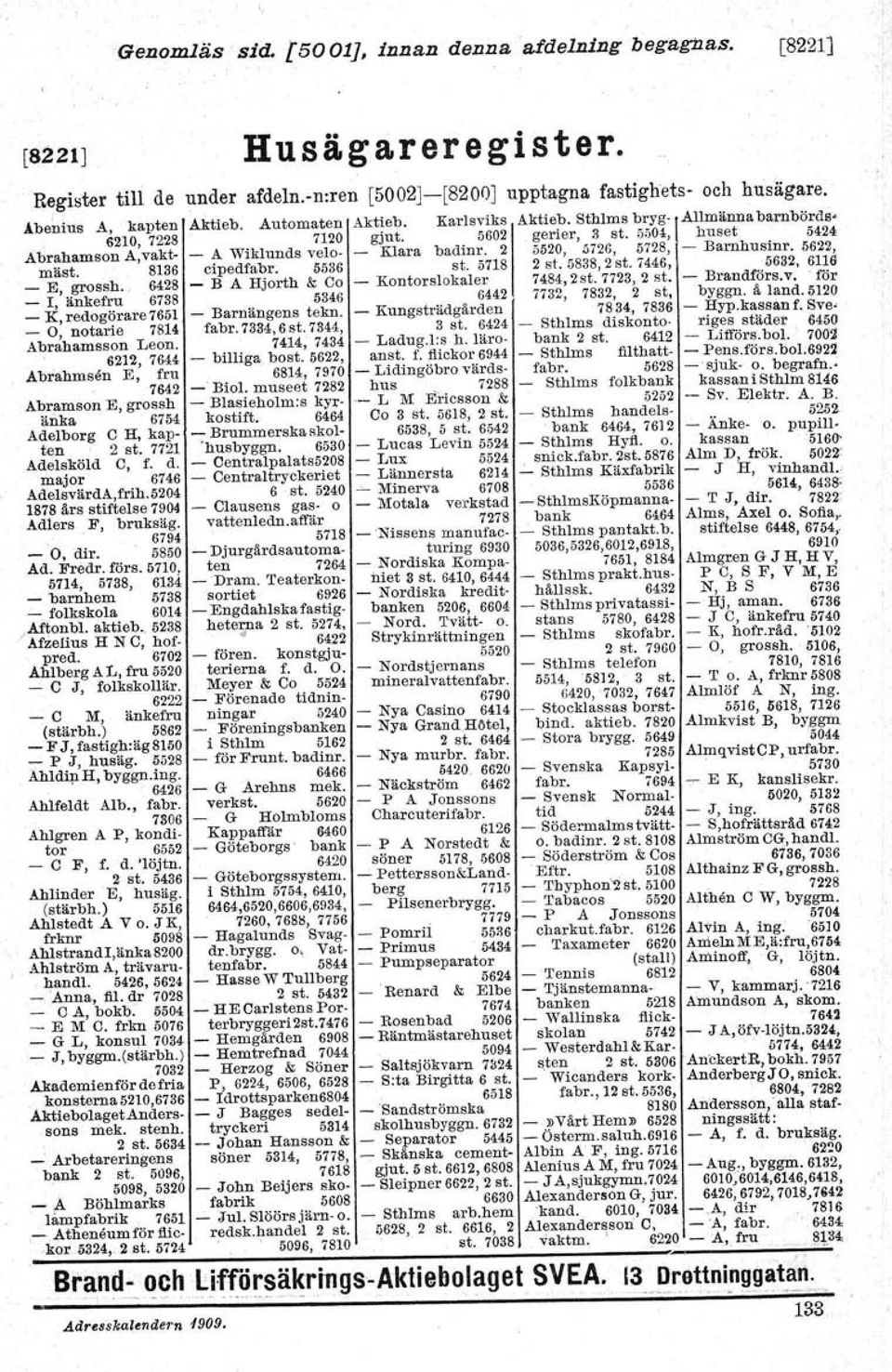 2 5520, 5726, 5728, - Barnhusinr. 5622, mäst, 8186 cipedfabr. 5586 st. 5718 2 st. 5838,2st. 7446, 5632, 6116 _ E, grossh. 6428 _ B A Hjorth & Co - Kontorslokaler 7484,2st. 7128,2 st. - Brandförs.v.