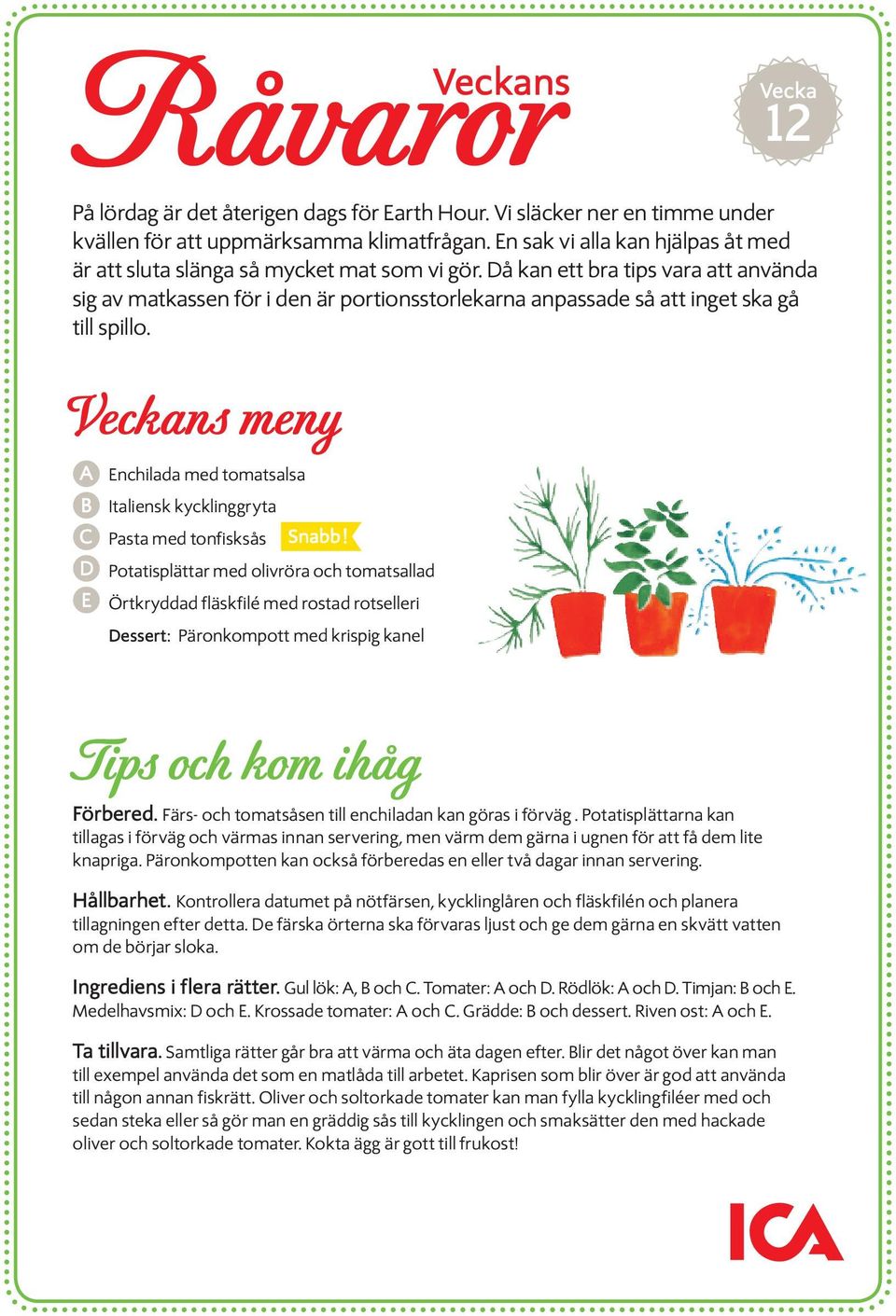 Då kan ett bra tips vara att använda sig av matkassen för i den är portionsstorlekarna anpassade så att inget ska gå till spillo.