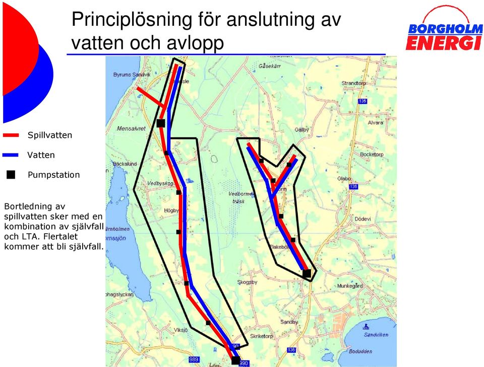 Bortledning av spillvatten sker med en