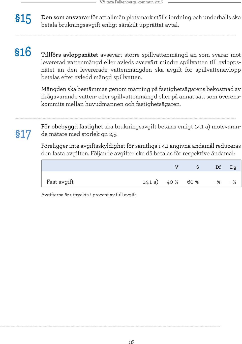för spillvattenavlopp betalas efter avledd mängd spillvatten.