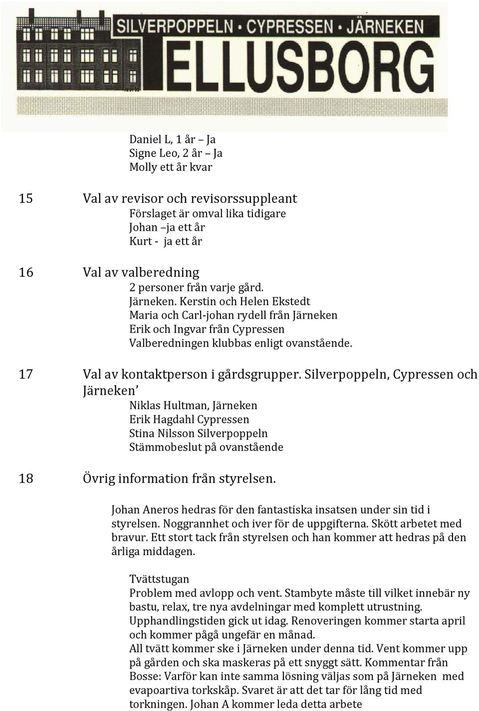 17 Val av kontaktperson i gårdsgrupper.