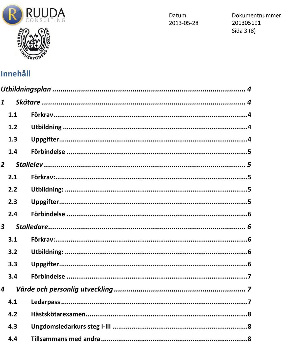 1 Förkrav:...6 3.2 Utbildning:...6 3.3 Uppgifter...6 3.4 Förbindelse...7 4 Värde och personlig utveckling... 7 4.