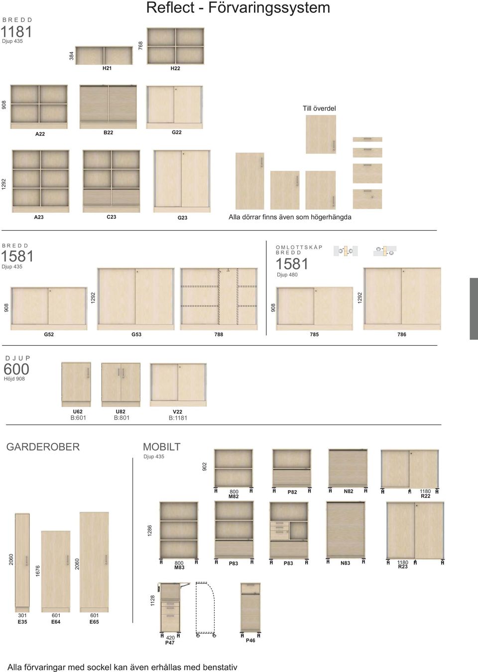 786 DJUP 600 Höjd 908 U62 U82 22 B:601 B:801 B:1181 GARDEROBER MOBILT Djup 435 902 800 M82 P82 N82 1180 R22 1286 2060 1676