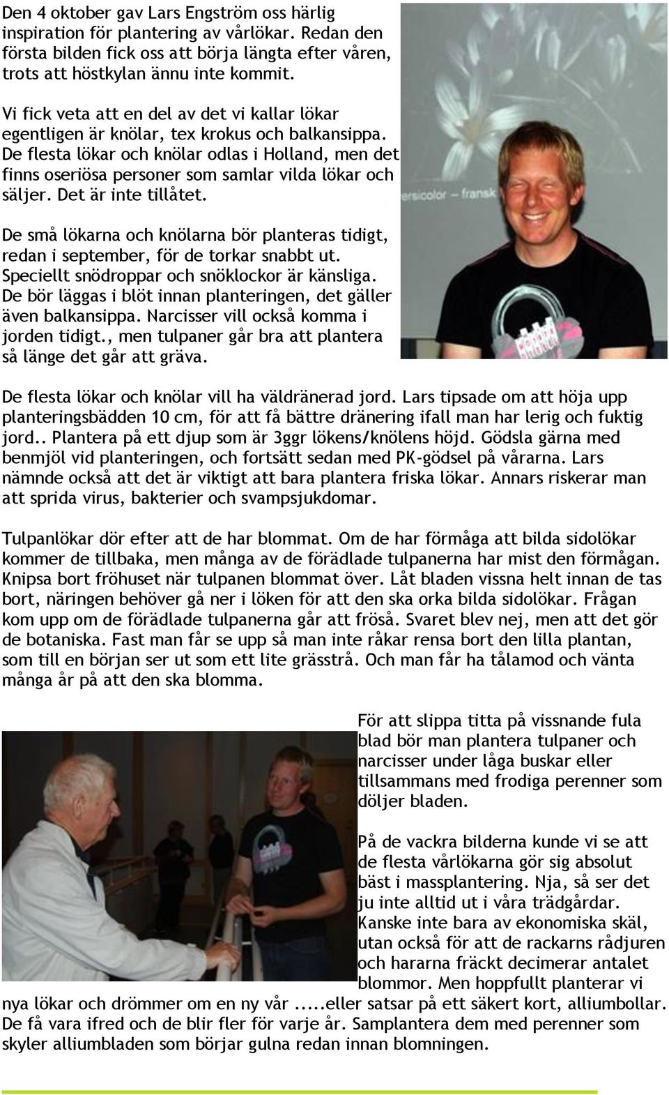 De flesta lökar och knölar odlas i Holland, men det finns oseriösa personer som samlar vilda lökar och säljer. Det är inte tillåtet.