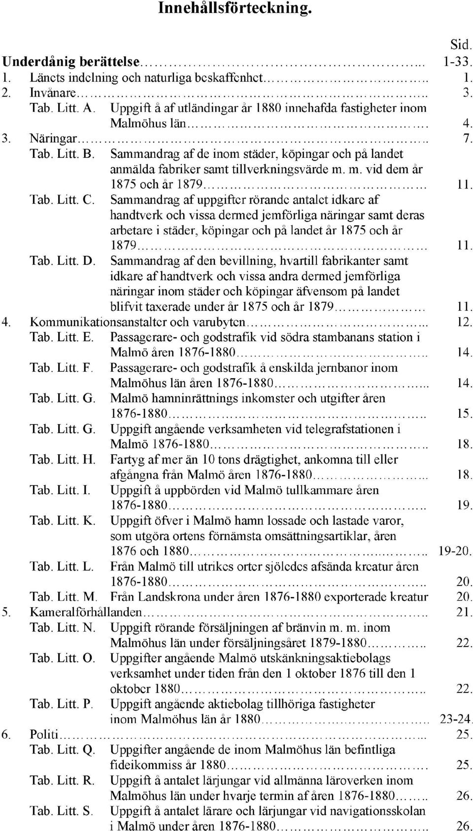 Sammandrag af de inom städer, köpingar och på landet anmälda fabriker samt tillverkningsvärde m. m. vid dem år 1875 och år 1879 11. Tab. Litt. C.