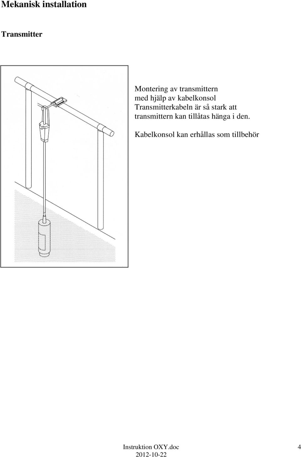 Transmitterkabeln är så stark att transmittern kan