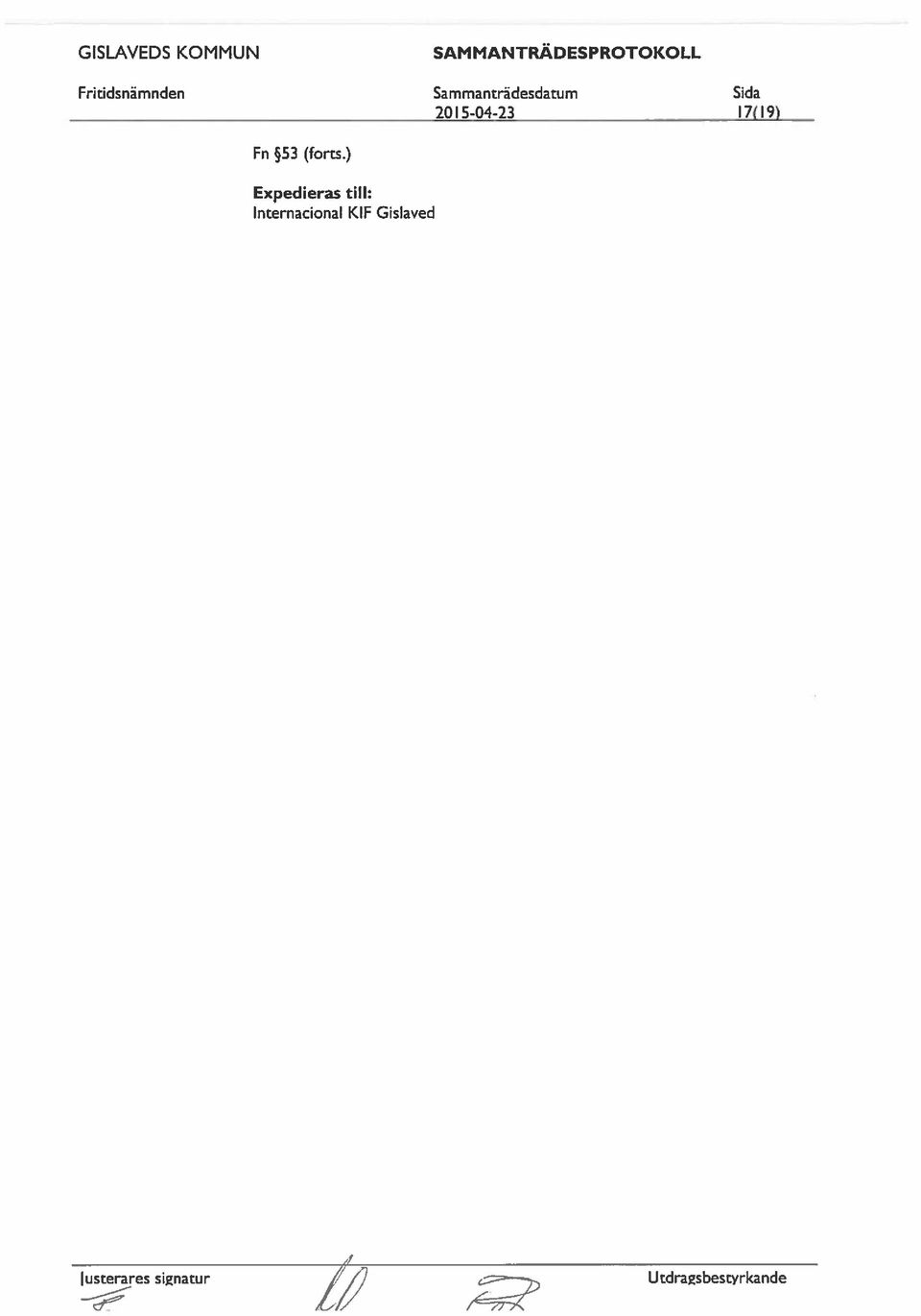 Fritidsnämnden Sammträdesdatum Sida