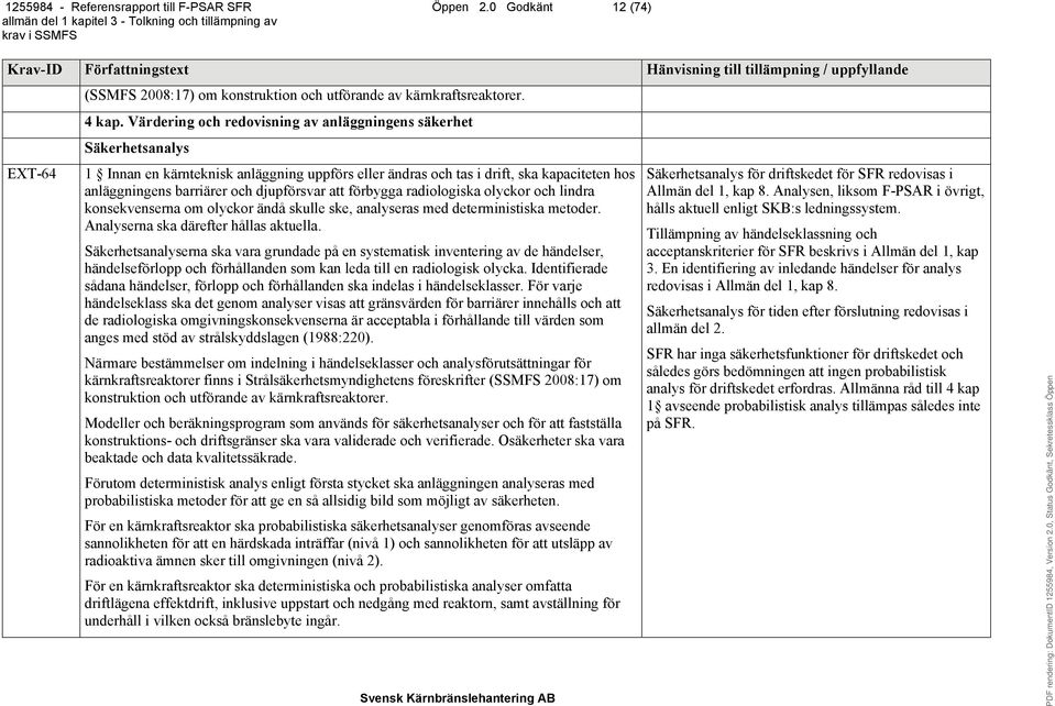 att förbygga radiologiska olyckor och lindra konsekvenserna om olyckor ändå skulle ske, analyseras med deterministiska metoder. Analyserna ska därefter hållas aktuella.