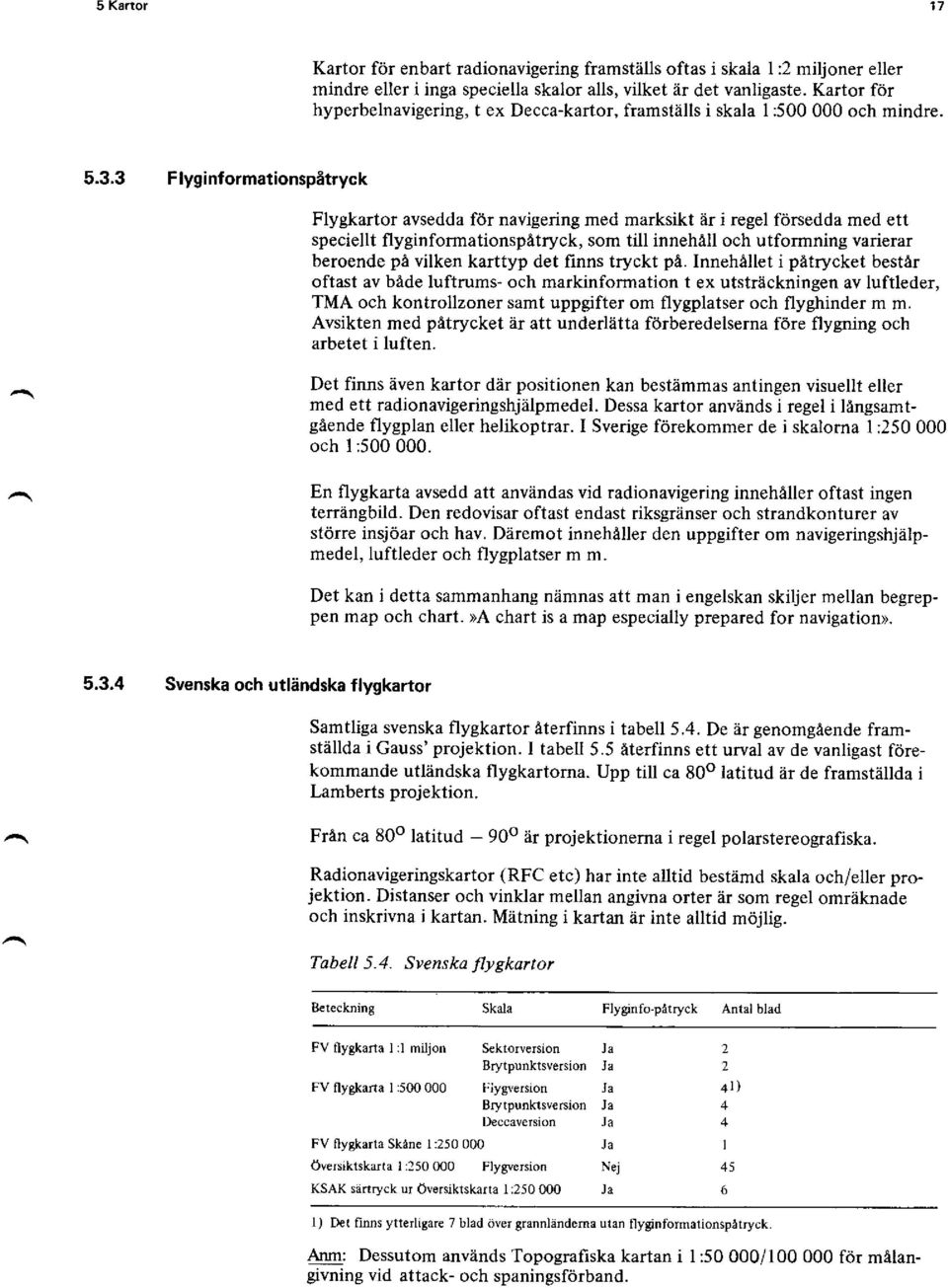 3 F lygi nf ormationspätryck Flygkartor avsedda för navigering med marksikt är i regel försedda med ett speciellt flyginformationspätryck, som till innehäll och utformning varierar beroende pä vilken