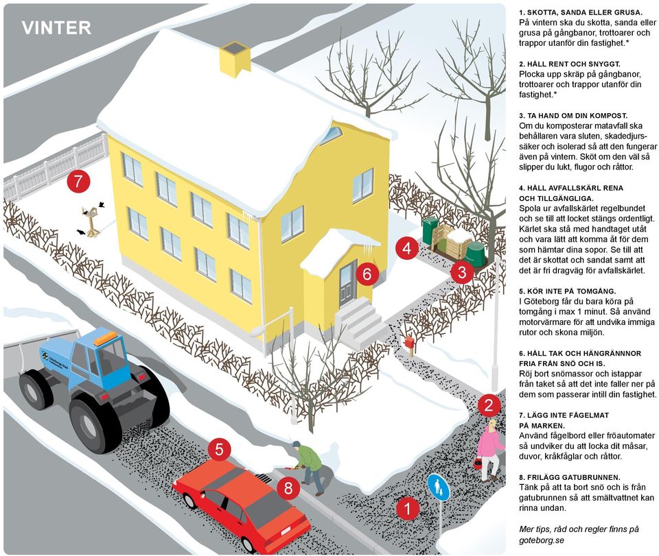 Om du komposterar matavfall ska behållaren vara sluten, skadedjurssäker och isolerad så att den fungerar även på vintern. Sköt om den väl så slipper du lukt, flugor och råttor. 4.