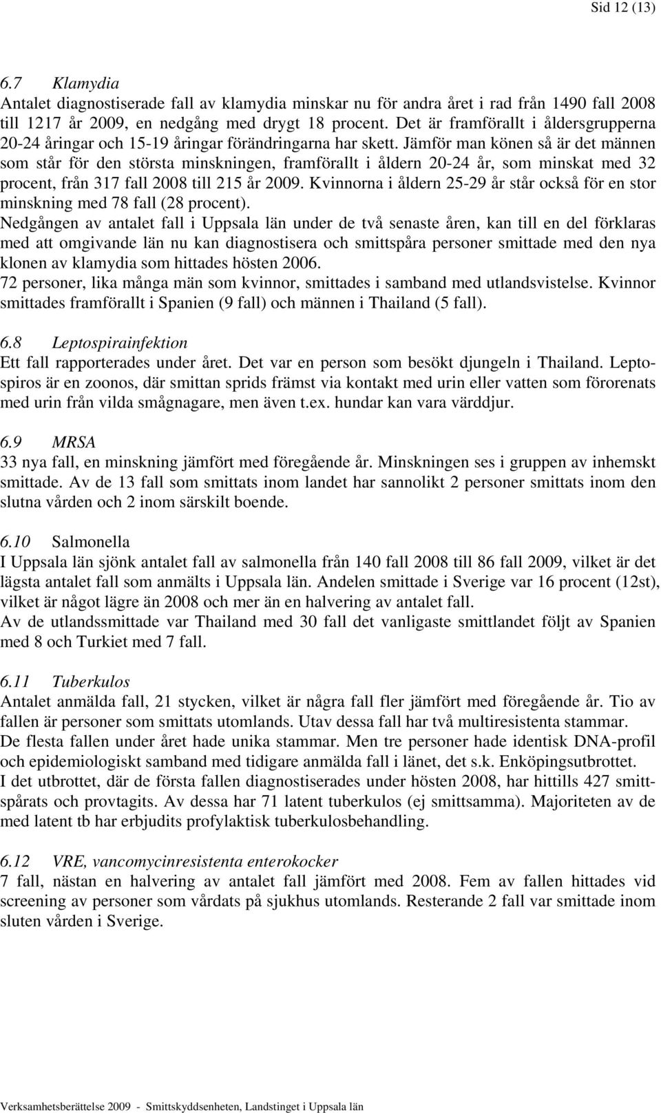 Jämför man könen så är det männen som står för den största minskningen, framförallt i åldern 20-24 år, som minskat med 32 procent, från 317 fall 2008 till 215 år 2009.