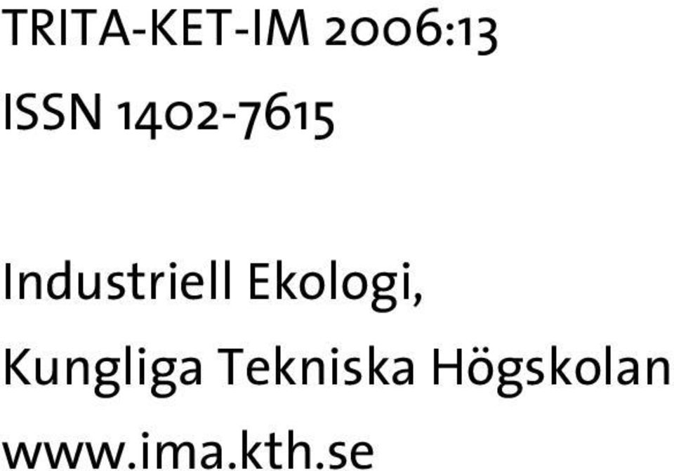 Industriell Ekologi,