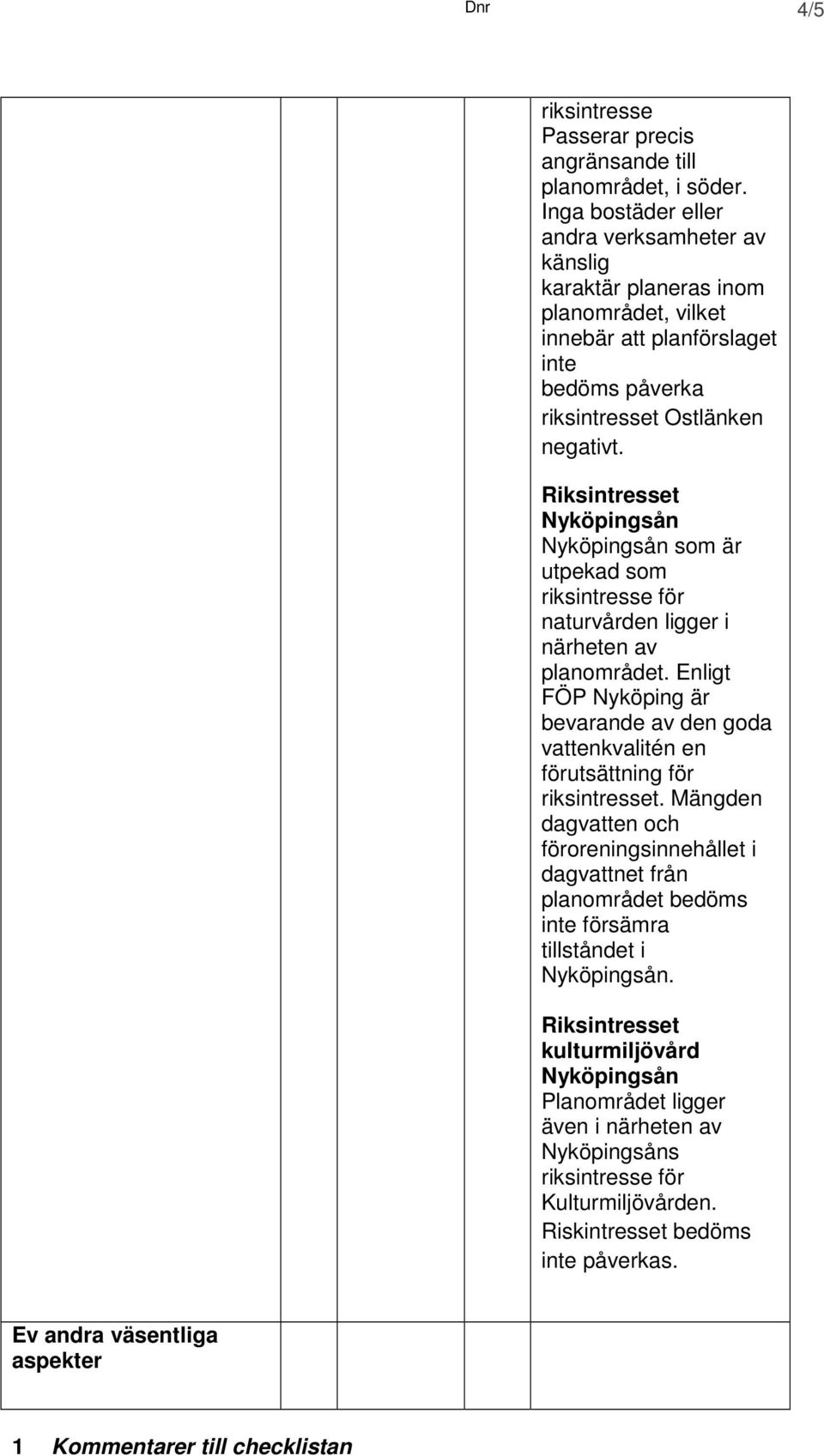 Nyköpingsån Nyköpingsån som är utpekad som riksintresse för naturvården ligger i närheten av planområdet.