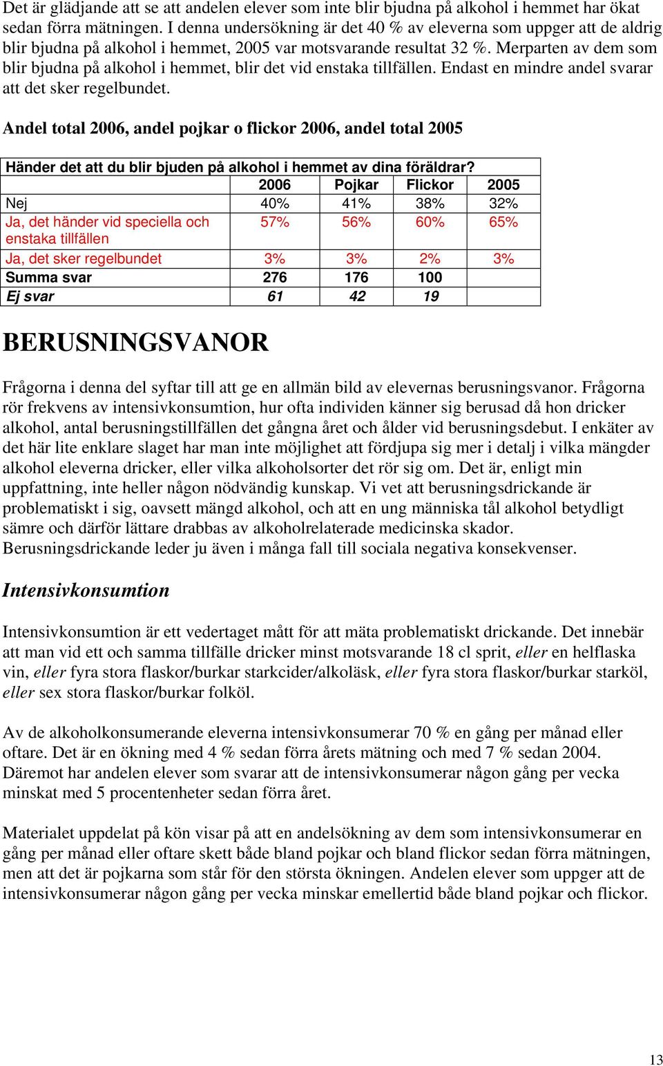 Merparten av dem som blir bjudna på alkohol i hemmet, blir det vid enstaka tillfällen. Endast en mindre andel svarar att det sker regelbundet.