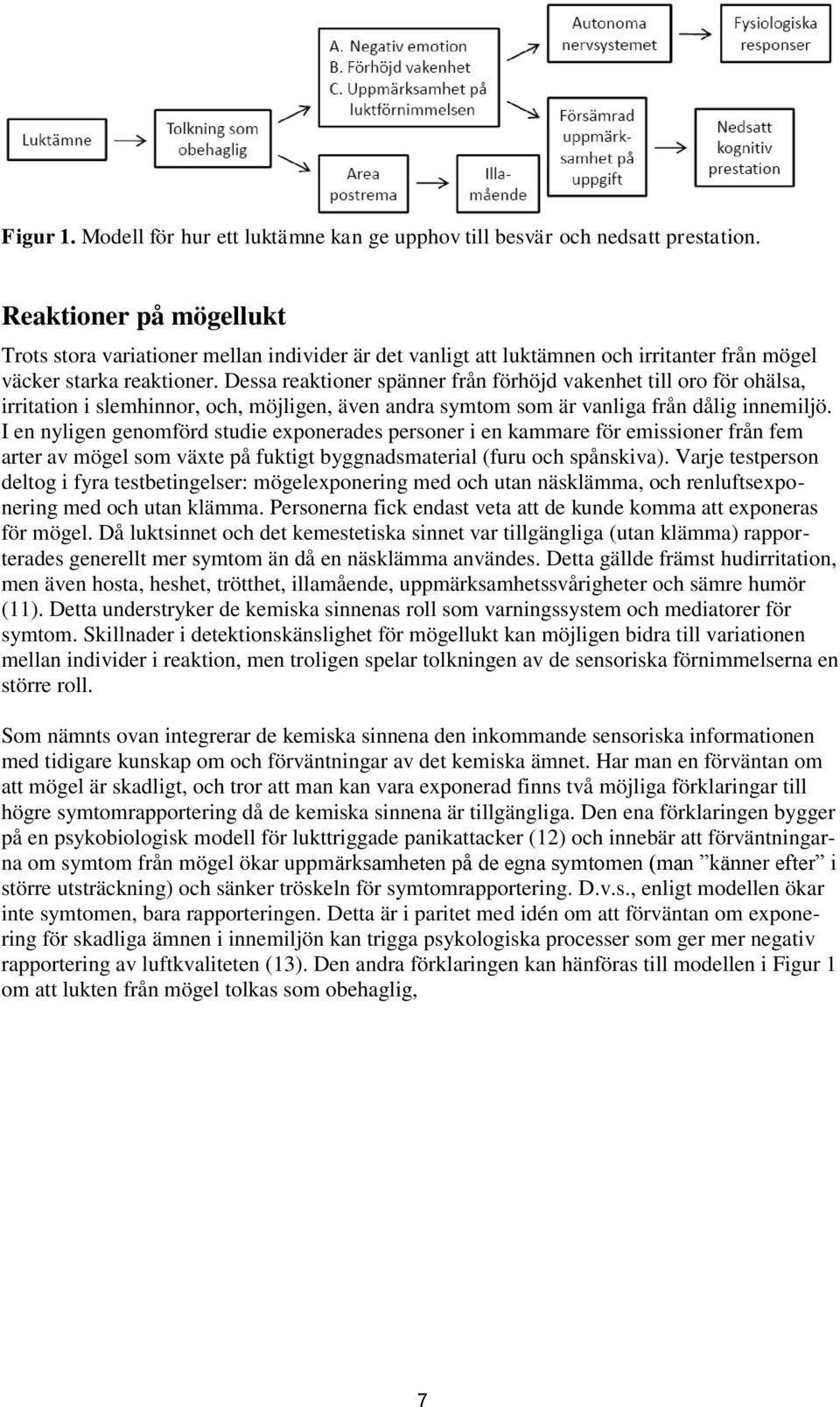 Dessa reaktioner spänner från förhöjd vakenhet till oro för ohälsa, irritation i slemhinnor, och, möjligen, även andra symtom som är vanliga från dålig innemiljö.