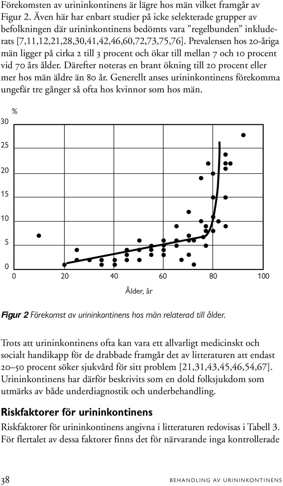 Prevalensen hos 20-åriga män ligger på cirka 2 till 3 procent och ökar till mellan 7 och 10 procent vid 70 års ålder. Därefter noteras en brant ökning till 20 procent eller mer hos män äldre än 80 år.