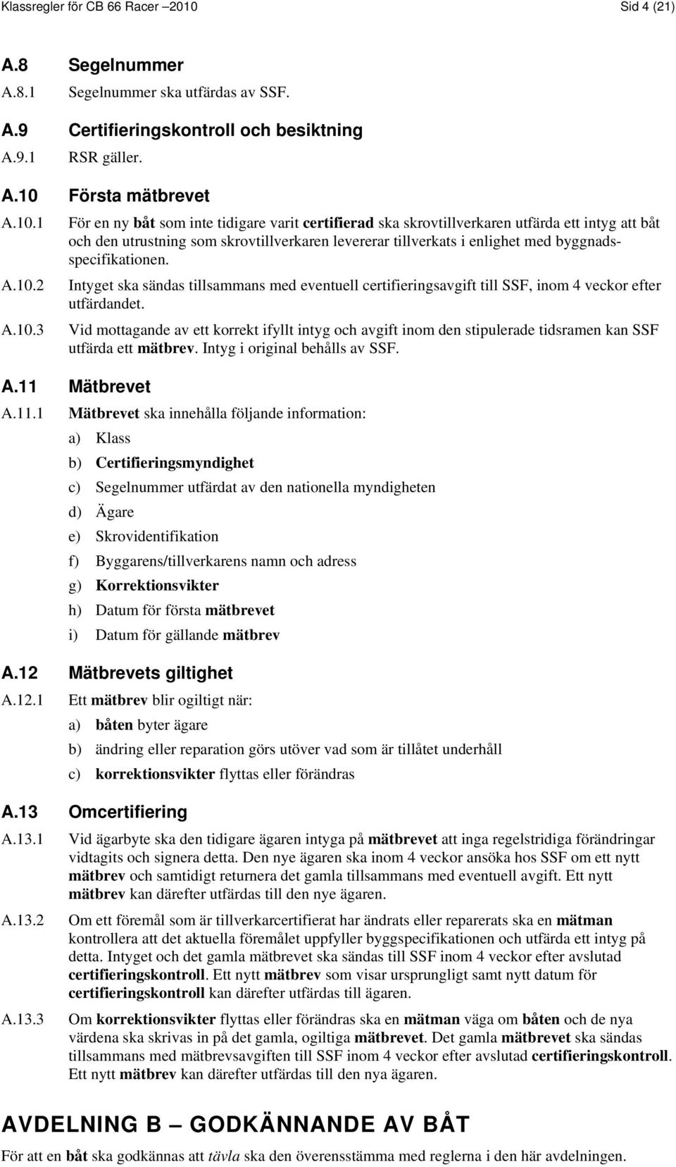 Första mätbrevet A.10.