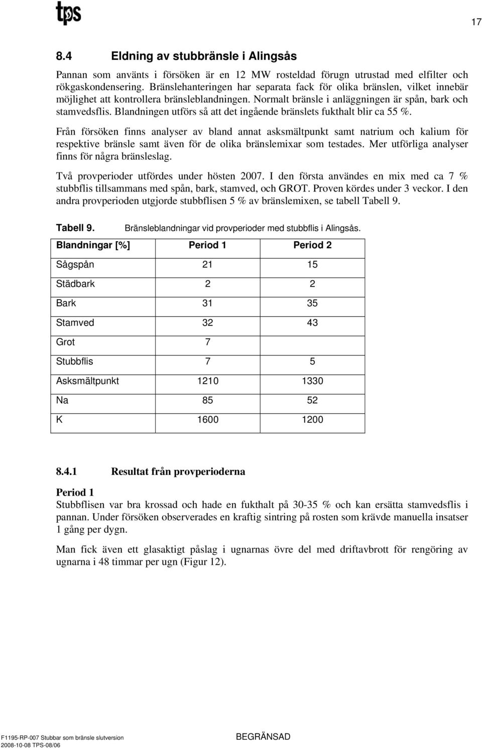 Blandningen utförs så att det ingående bränslets fukthalt blir ca 55 %.