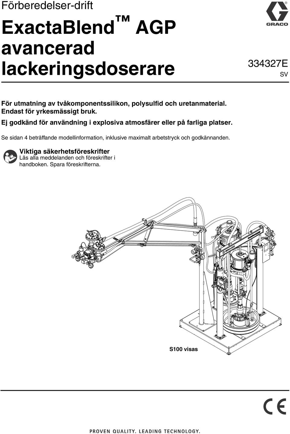 Ej godkänd för användning i explosiva atmosfärer eller på farliga platser.